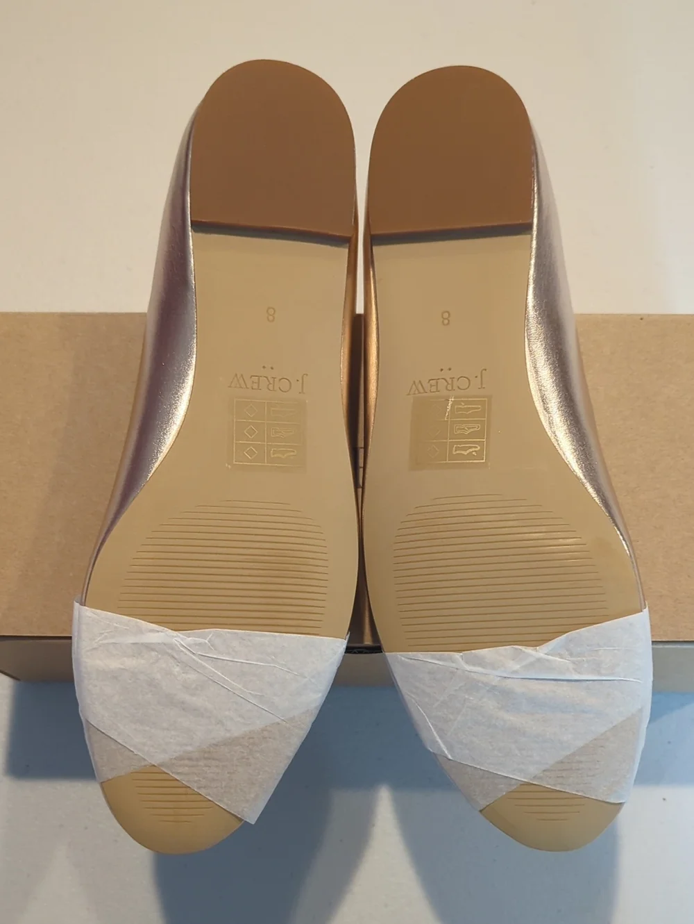 NWT/NIB J. Crew Ballet Flats in Metallic Rose Gold